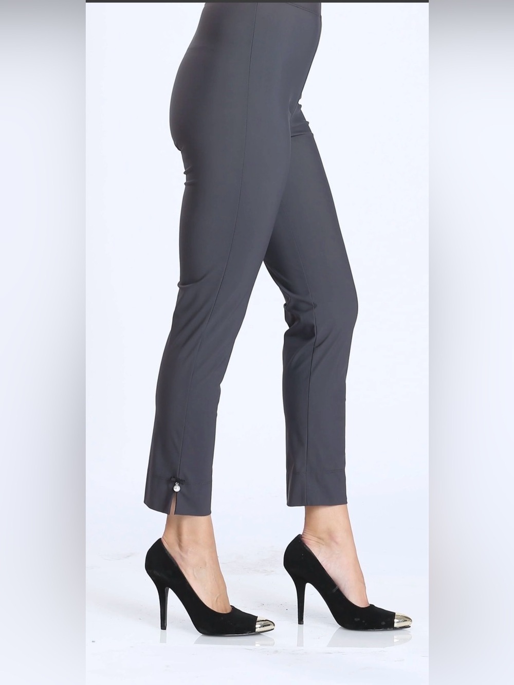 IC Collection by Connie K Pearl Detail Ankle Pants Charcoal L NWT $98